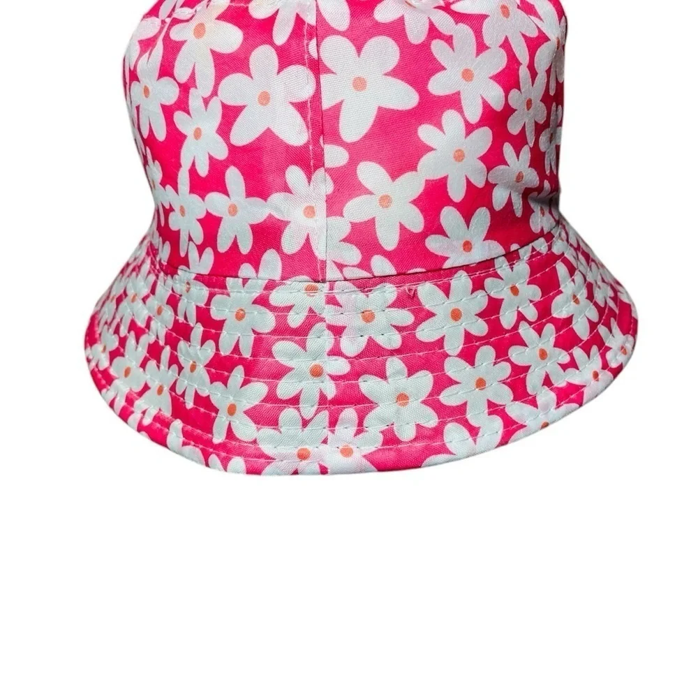 Pink Floral Little Girls Bucket Hat